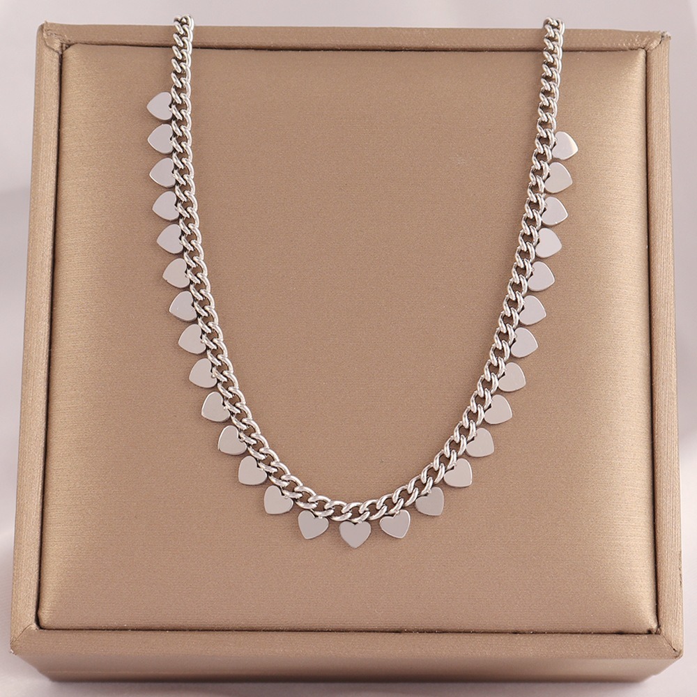 Heart Droplet Silver Gold Plated Dangling Heart Necklace