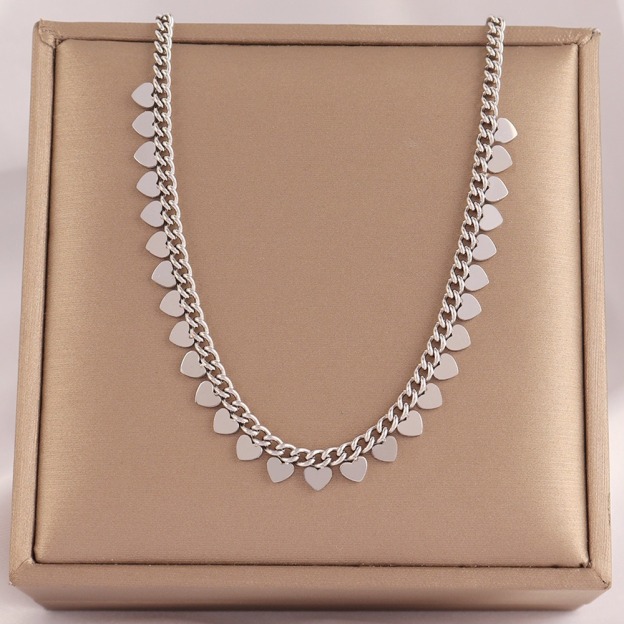Heart Droplet Silver Gold Plated Dangling Heart Necklace