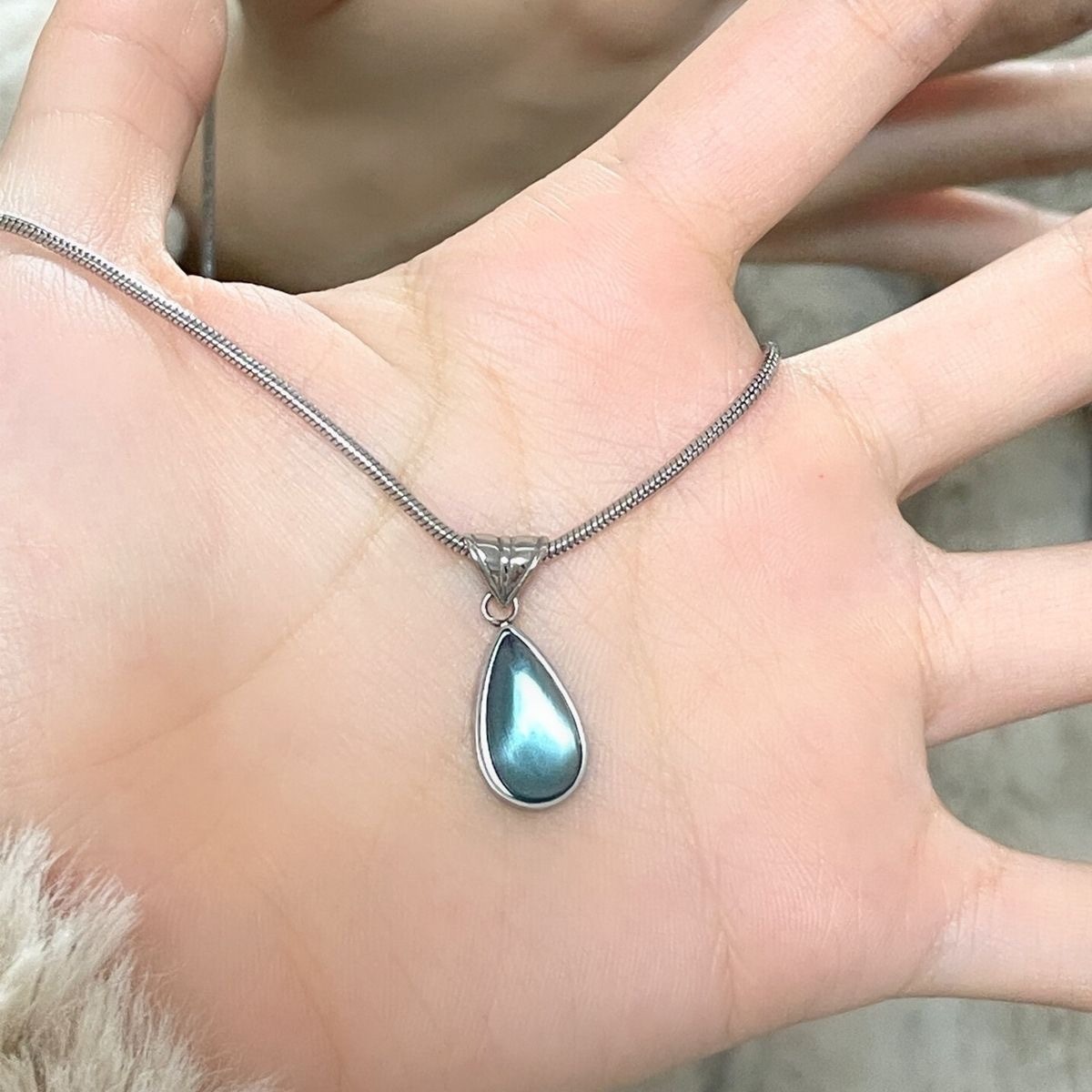 Mermaid's Tear S925 Sterling Silver Aquamarine Teardrop Necklace