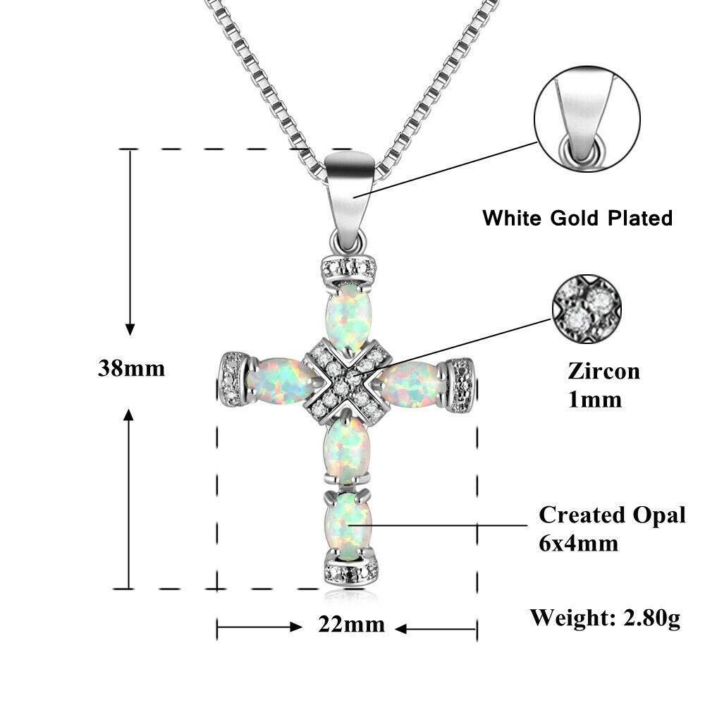 Opal Radiance Cross Necklace