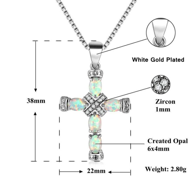 Opal Radiance Cross Necklace