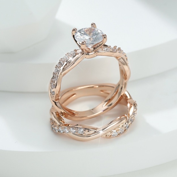 Intertwined Eternity Twisted Pave Ring Set