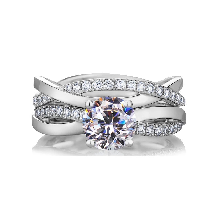 Intertwined Eternity Twisted Pave Ring Set