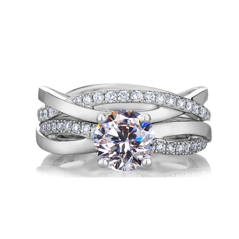 Intertwined Eternity Twisted Pave Ring Set
