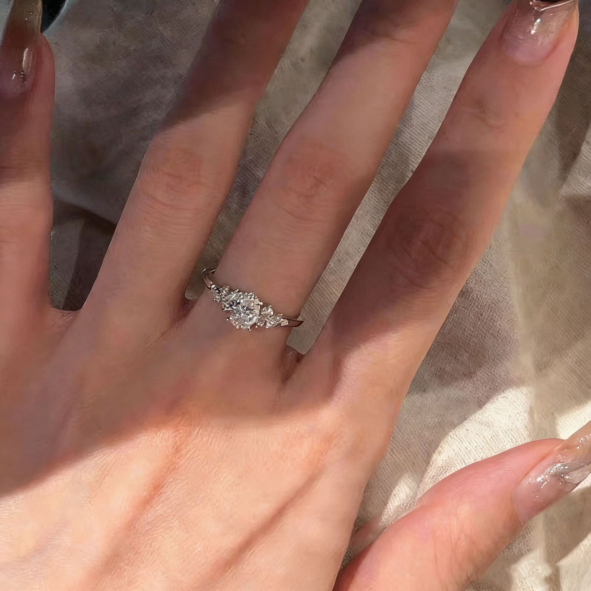 Starlight Vow Two-Tone Oval Cluster Open Ring