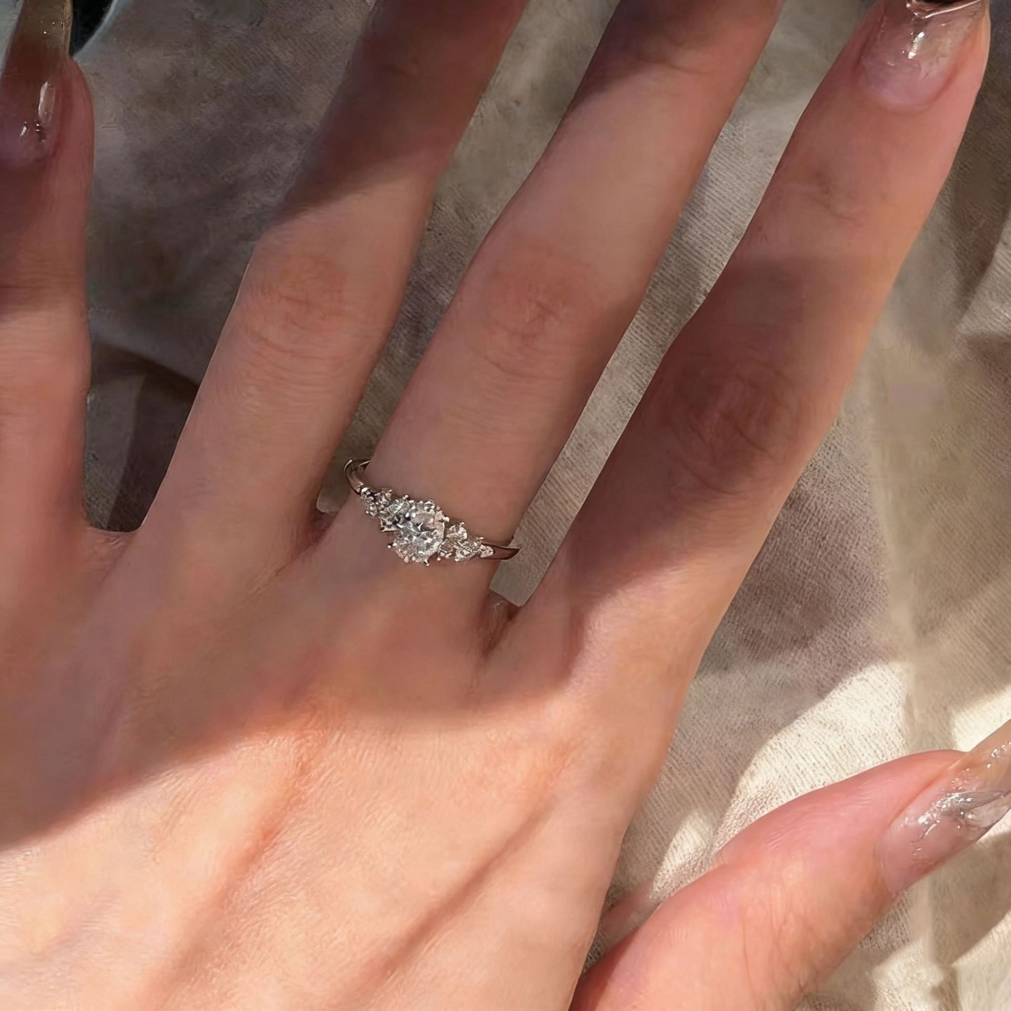 Starlight Vow Two-Tone Oval Cluster Open Ring