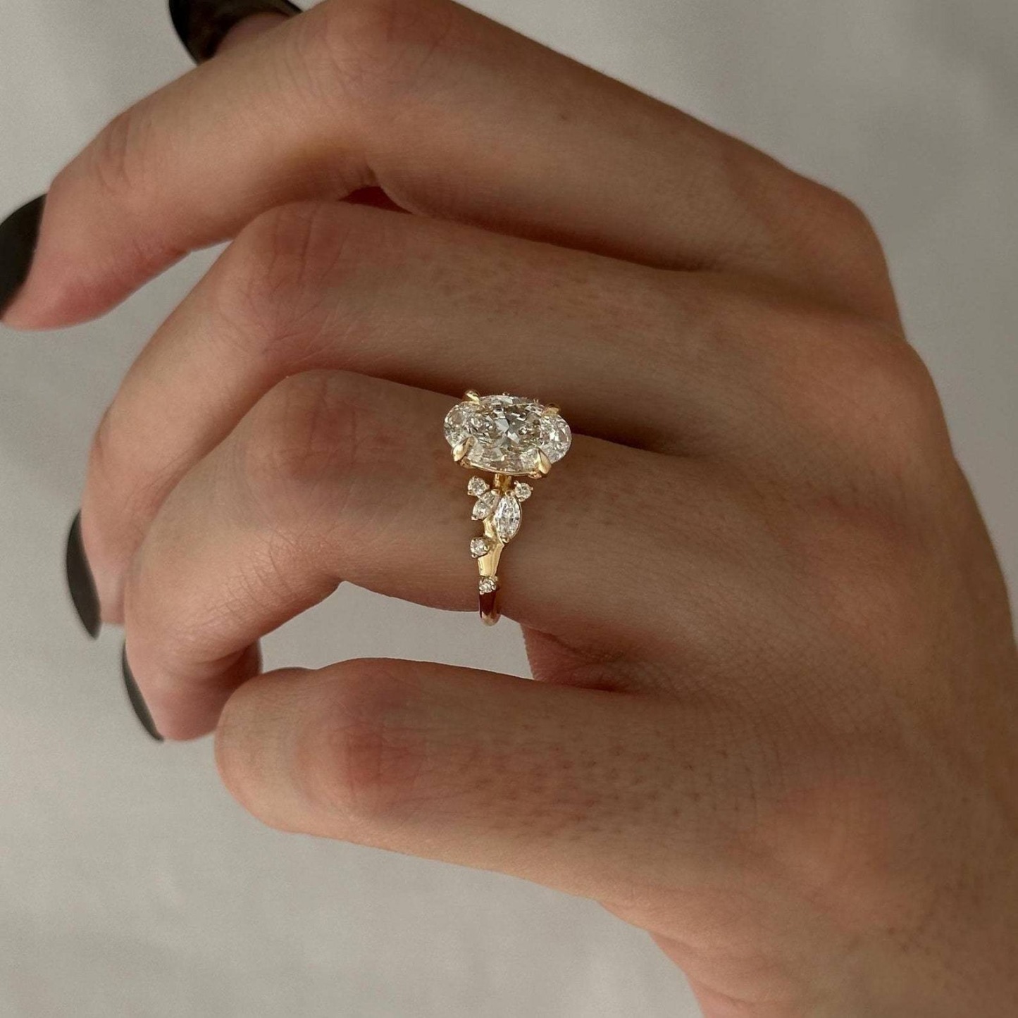 Starlight Vow Two-Tone Oval Cluster Open Ring