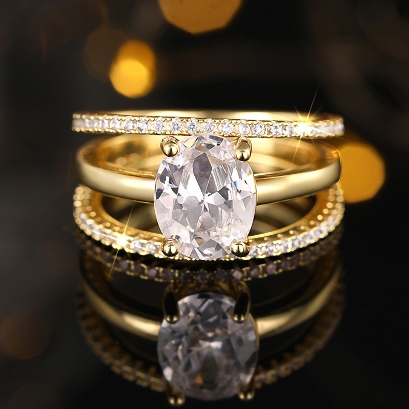 Eternal Layer Two-Tone Oval Diamond Stacked Ring