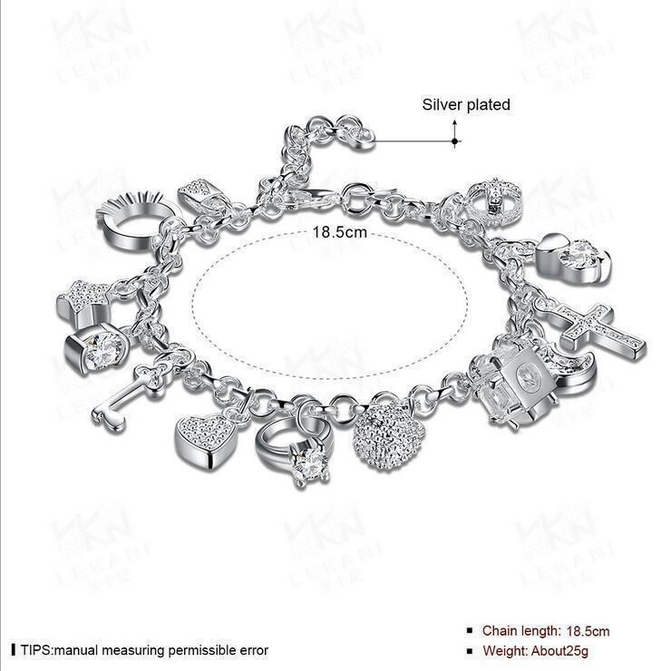 Wish Collection S925 Sterling Silver 12 Charm Bracelet