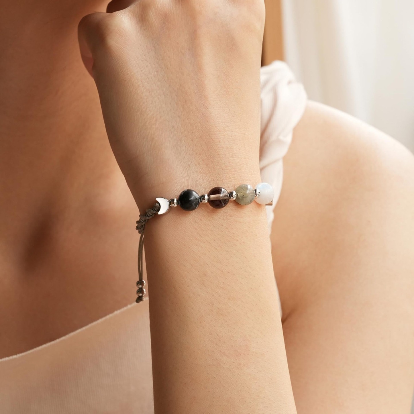 Moon Phase Cycle Natural Crystal Healing Bracelet