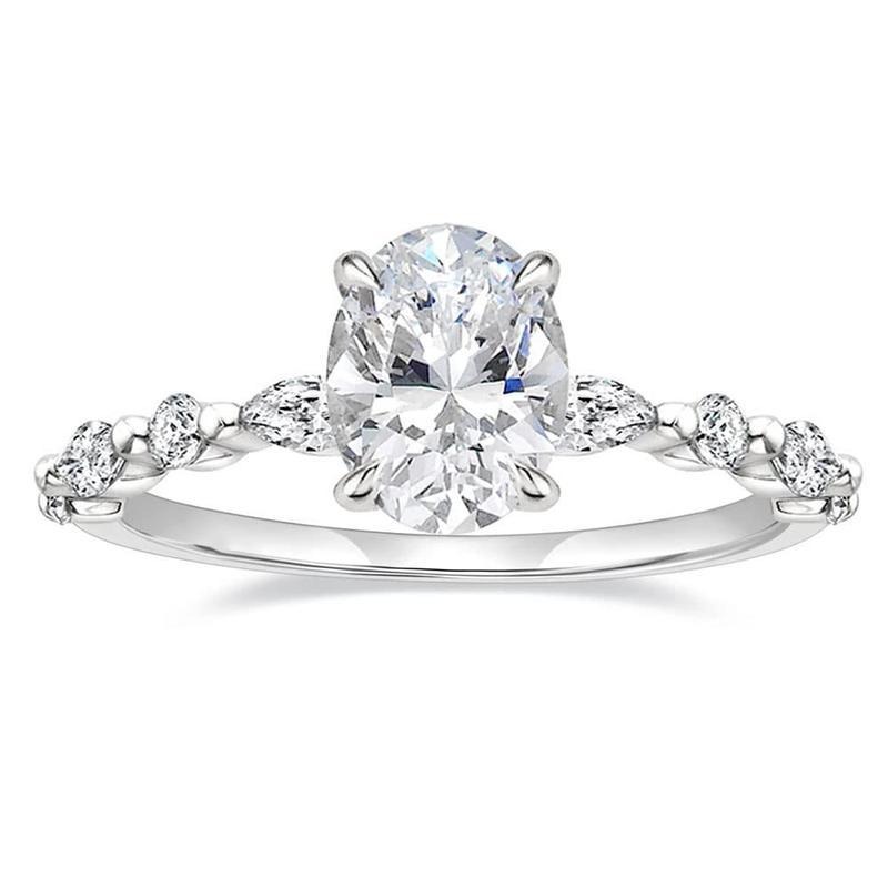 「Oval Glow」S925 Sterling Silver Oval Cut Pavé Ring