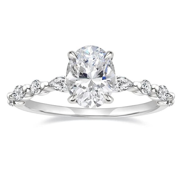 「Oval Glow」S925 Sterling Silver Oval Cut Pavé Ring
