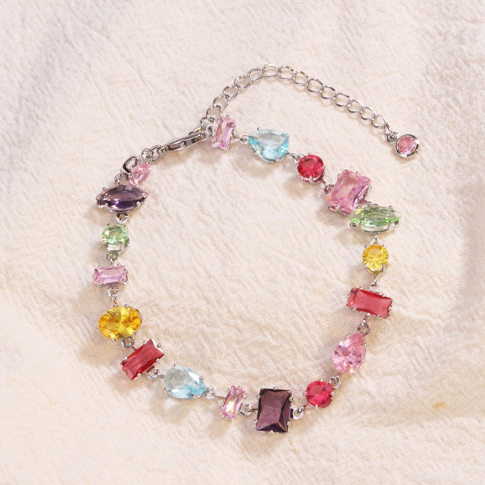 Rainbow Crystal Reverie Two-Tone Irregular Zircon Bracelet