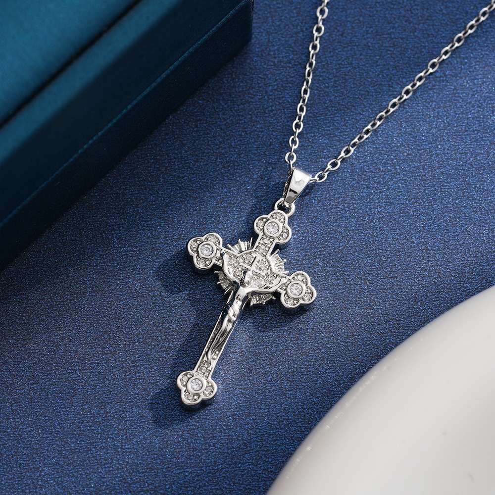 Sacred Heart Redemption Two-Tone Jesus Cross Necklace