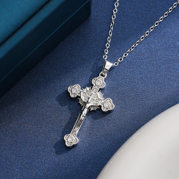 Sacred Heart Redemption Two-Tone Jesus Cross Necklace