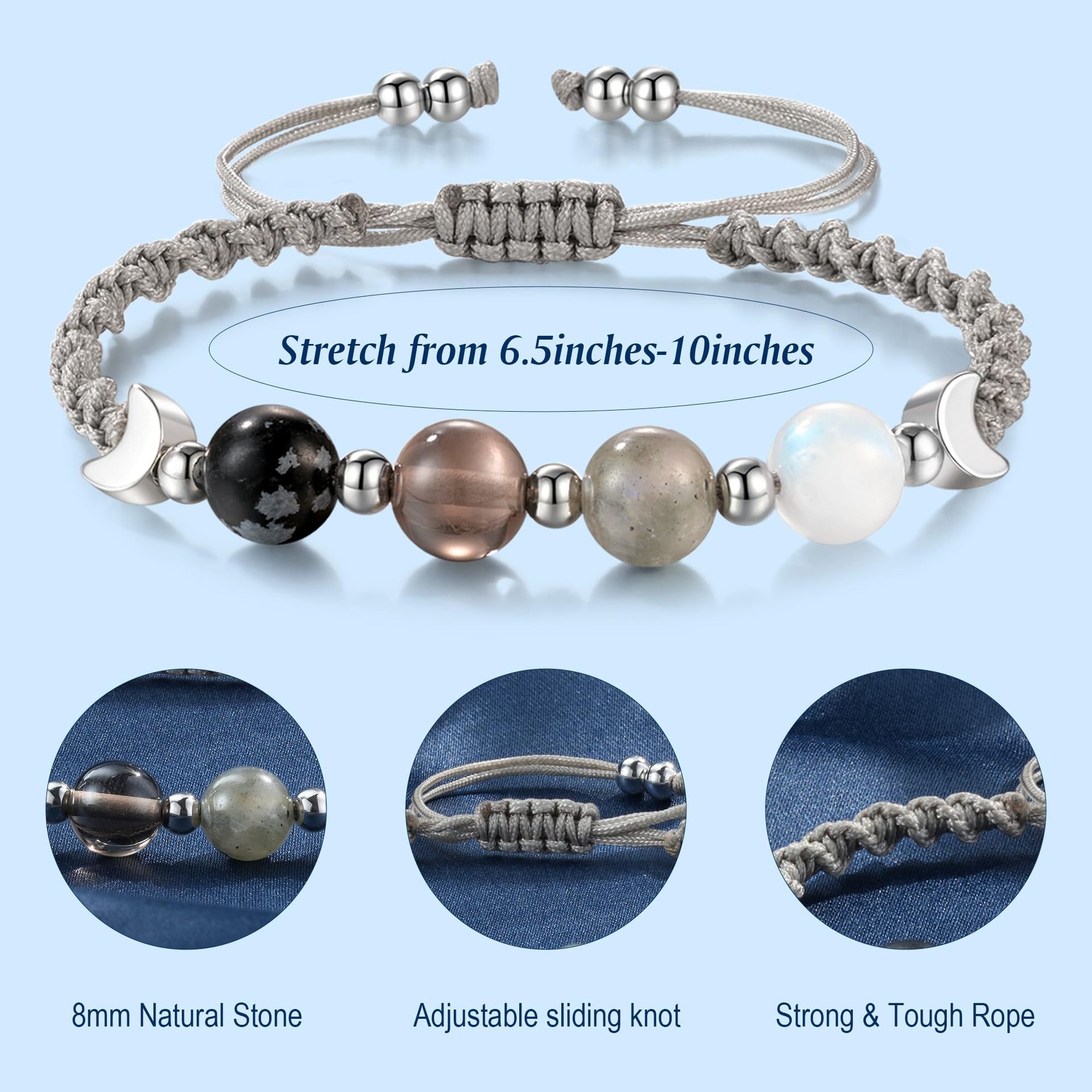 Moon Phase Cycle Natural Crystal Healing Bracelet