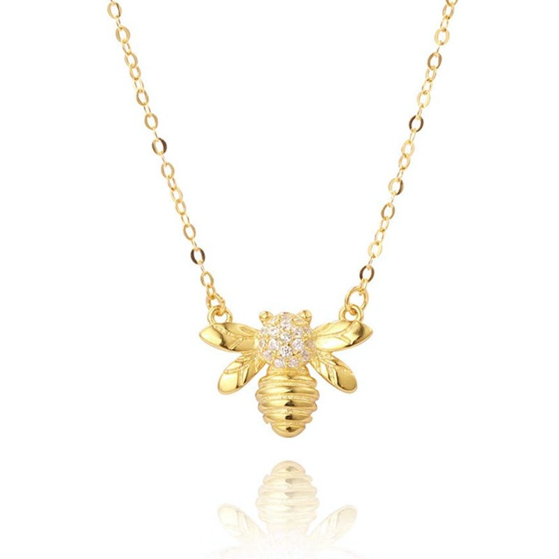 「Honey Bee Glow」18K Gold 3D Bee Collarbone Necklace