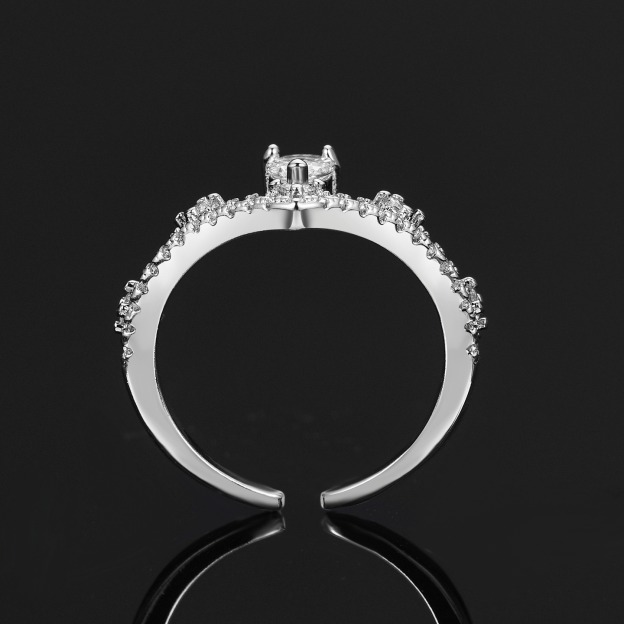 「Luminous Crown」S925 Sterling Silver Pear Cut V-Shape Ring