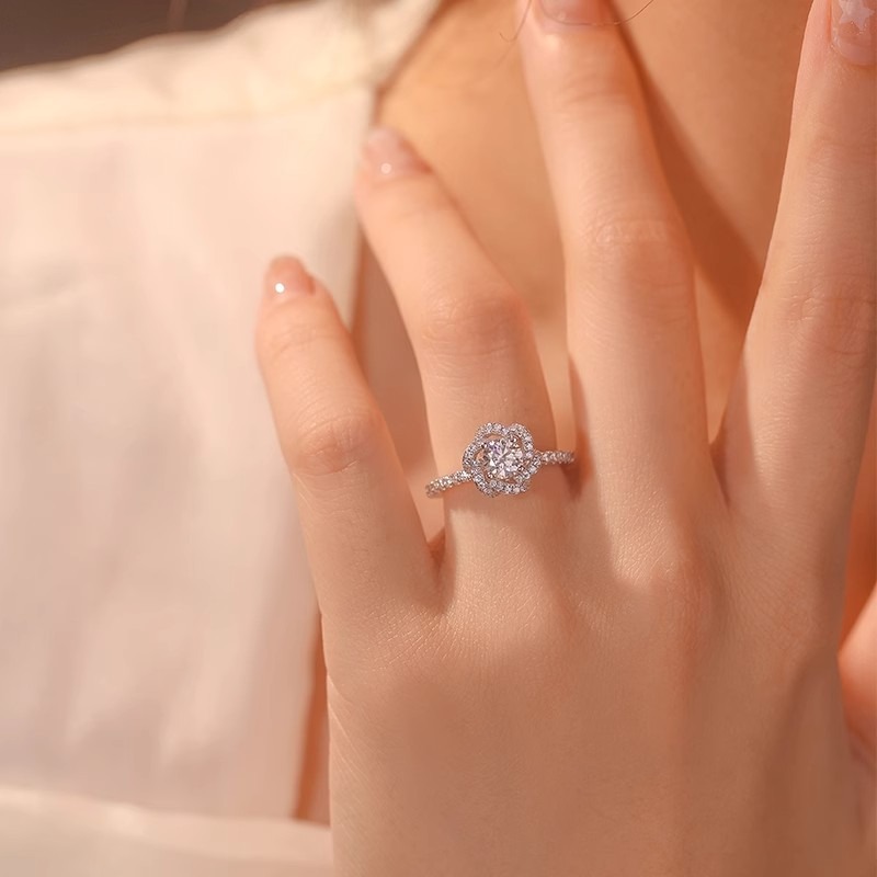 「Rose Kiss」S925 Sterling Silver 3D Petal Open Ring