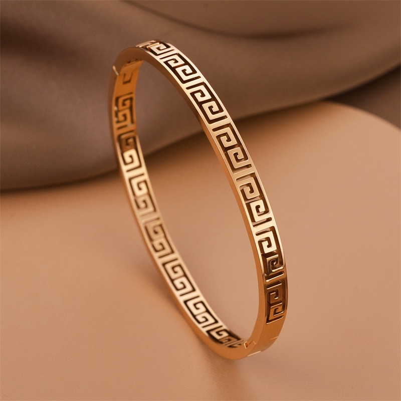 Timeless Greek Key Meander Bangle 