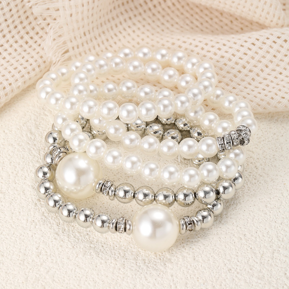 5-Piece French Style Pearl Bracelet Set