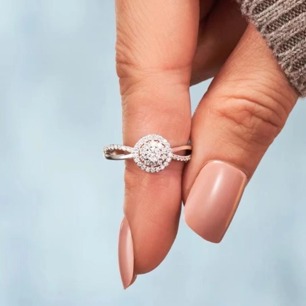 S925 Self Love Themed Full-Diamond Circle Ring Light Luxury Self-Care Band