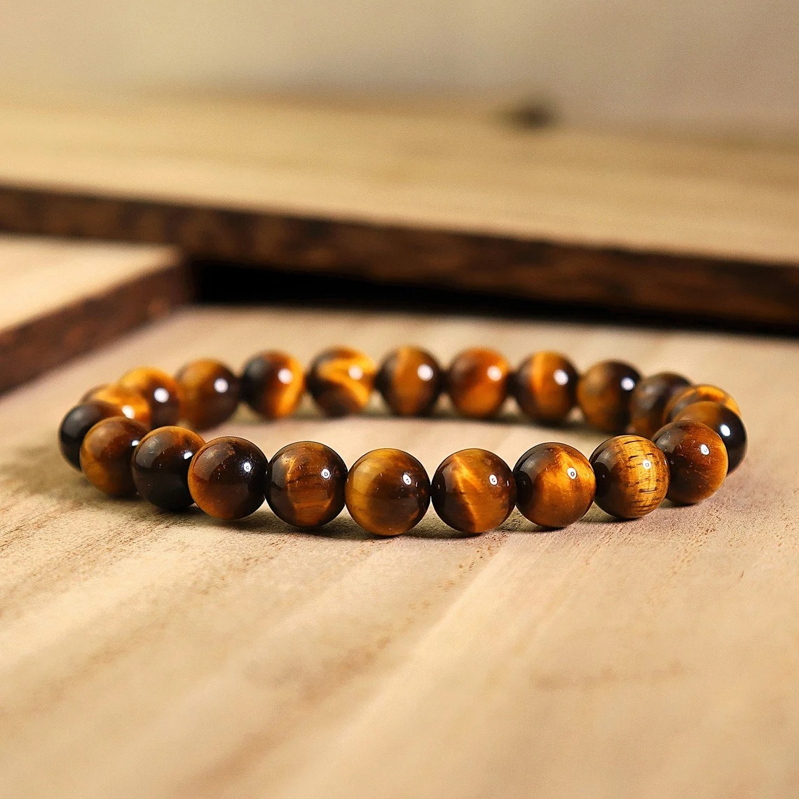 5A Grade Natural Yellow Tiger's Eye Bead Bracelet