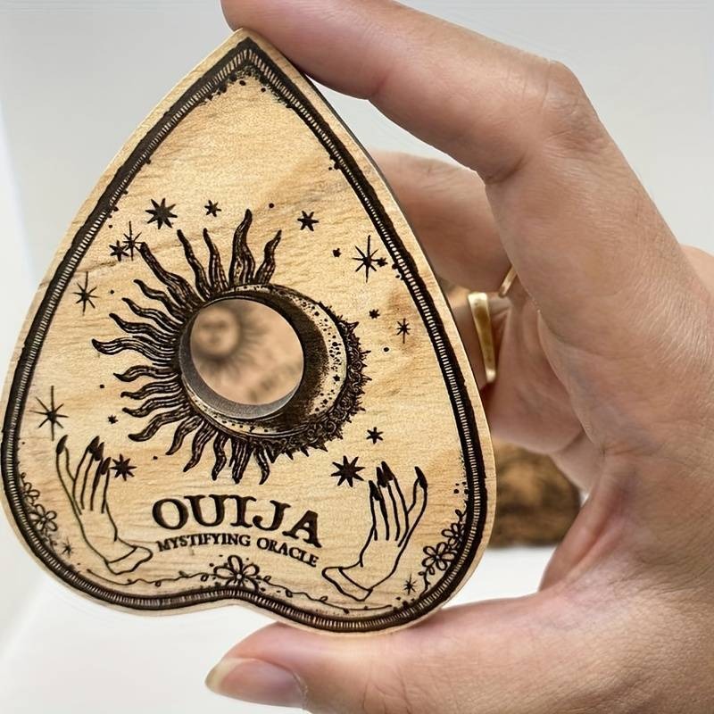 Laser-Engraved Wooden Ouija Board with Planchette Set