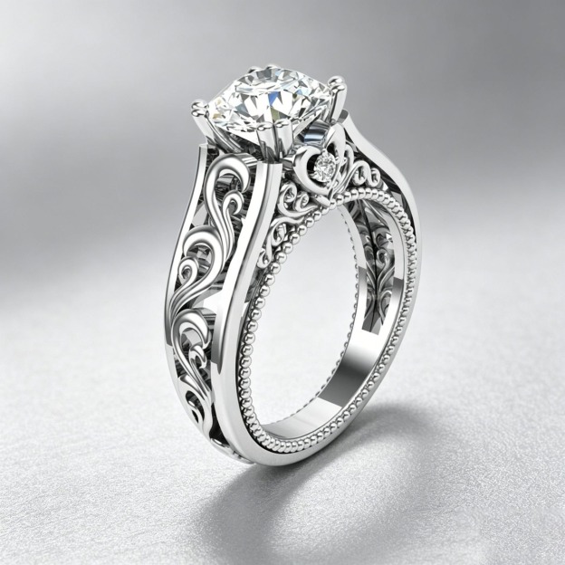 Sterling Silver Victorian Vintage Filigree Scroll Ring