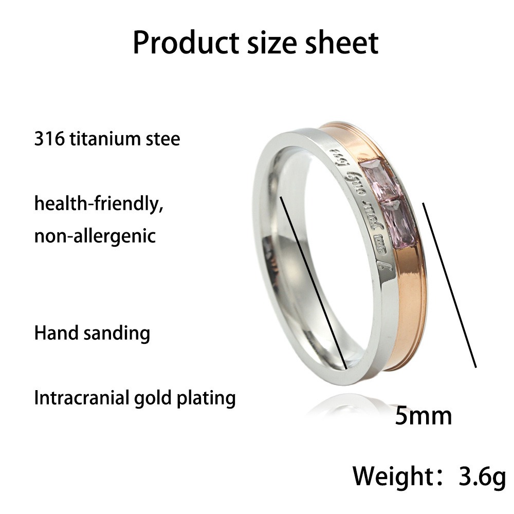 316L Stainless Steel Couple Engraved Ring Set