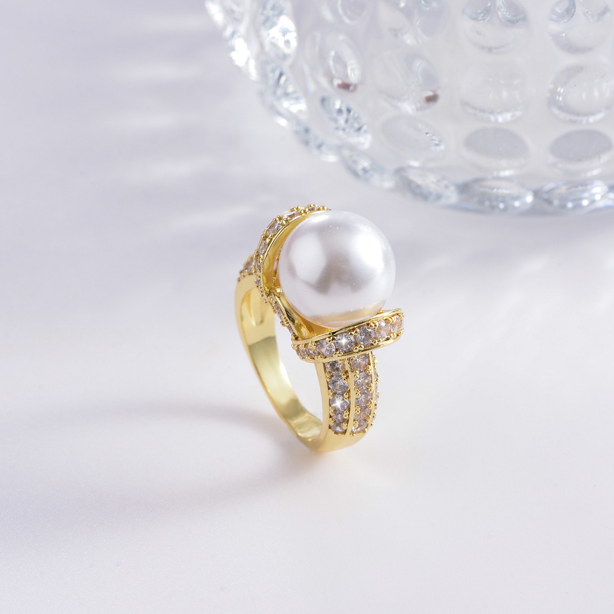 18K Gold Wrapped Lustrous Pearl Ring