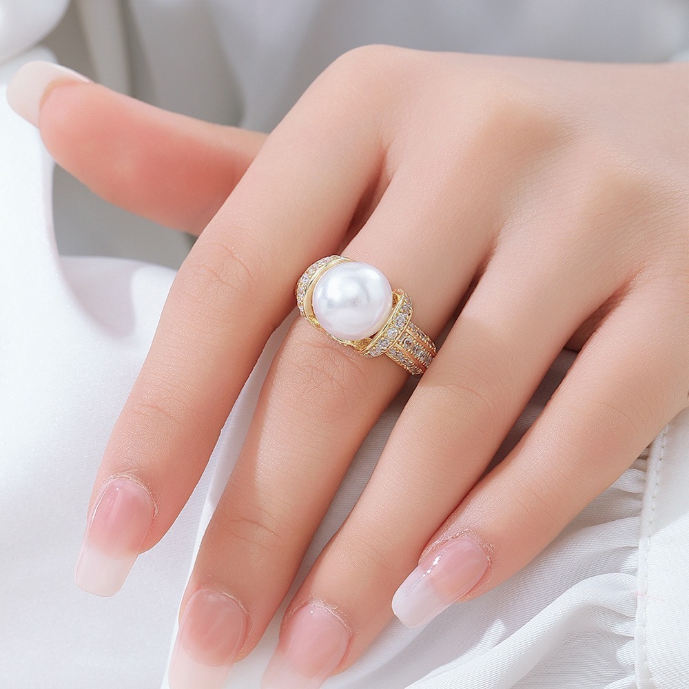 18K Gold Wrapped Lustrous Pearl Ring