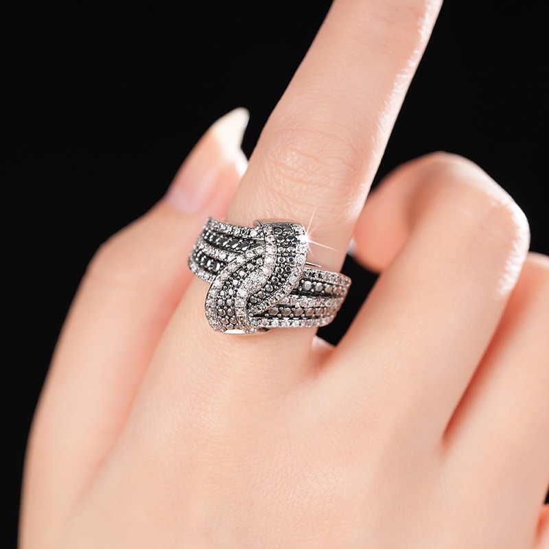 Sterling Silver Pavé Interwoven Knot Ring