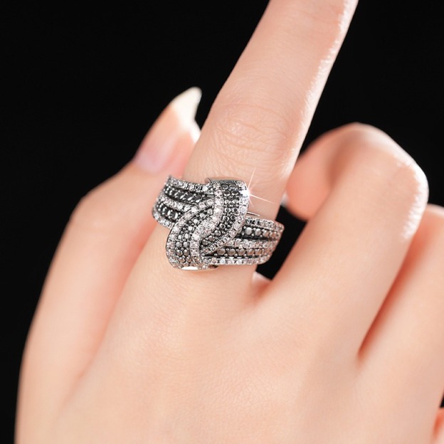 Sterling Silver Pavé Interwoven Knot Ring
