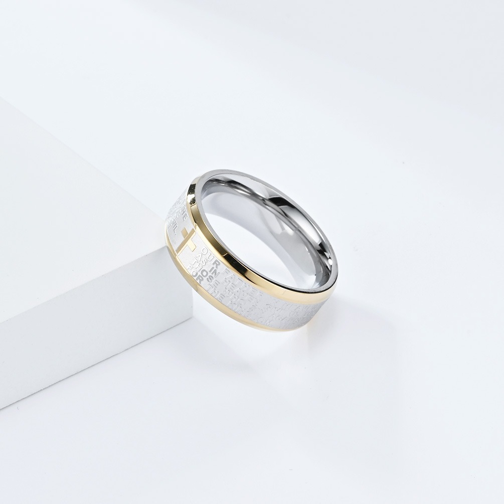 Divine Scripture Premium 316L Stainless Steel Engraved Cross Prayer Ring