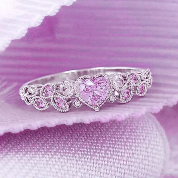 Vine of Hearts S925 Silver Micro-Pavé Heart Gemstone Ring