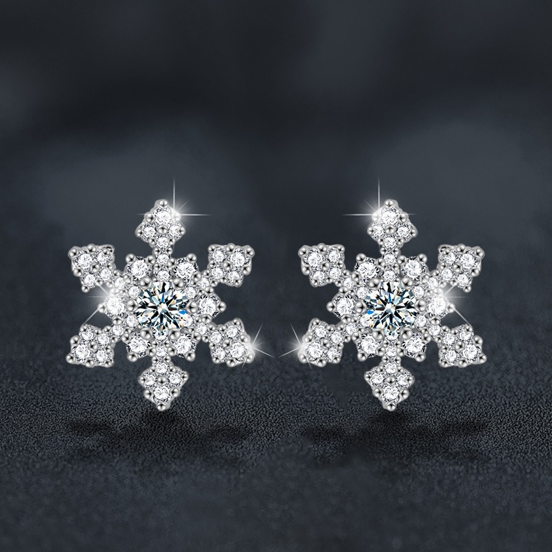 Snowflake Moissanite Stud Earrings | 925 Sterling Silver