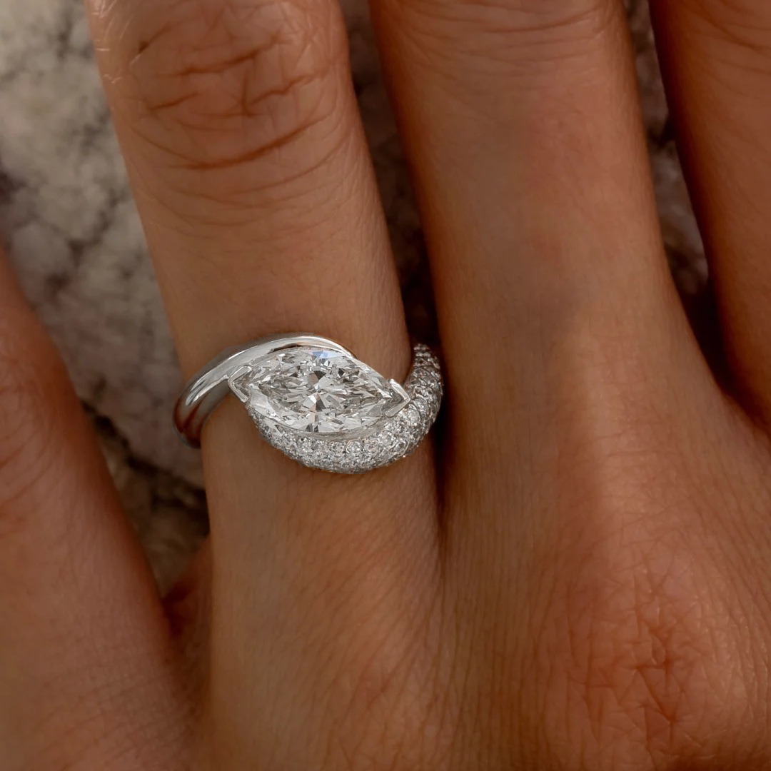 Marquise Cut Moissanite Wrap Ring | Gold & Silver Available | Elegant Modern Design