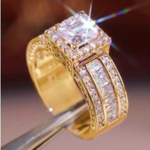 Luxury Square Diamond Two-Tone Paved Ring