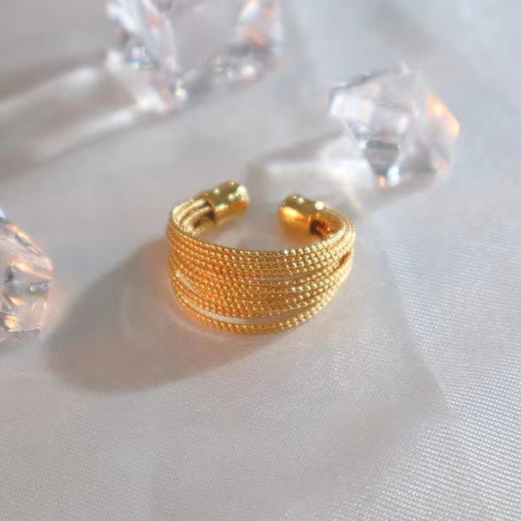 Woven Texture Band Gold/Silver Wide Weave Ring｜Vintage Texture for Daily Elegance