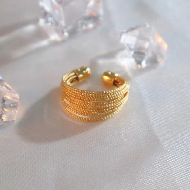 Woven Texture Band Gold/Silver Wide Weave Ring｜Vintage Texture for Daily Elegance