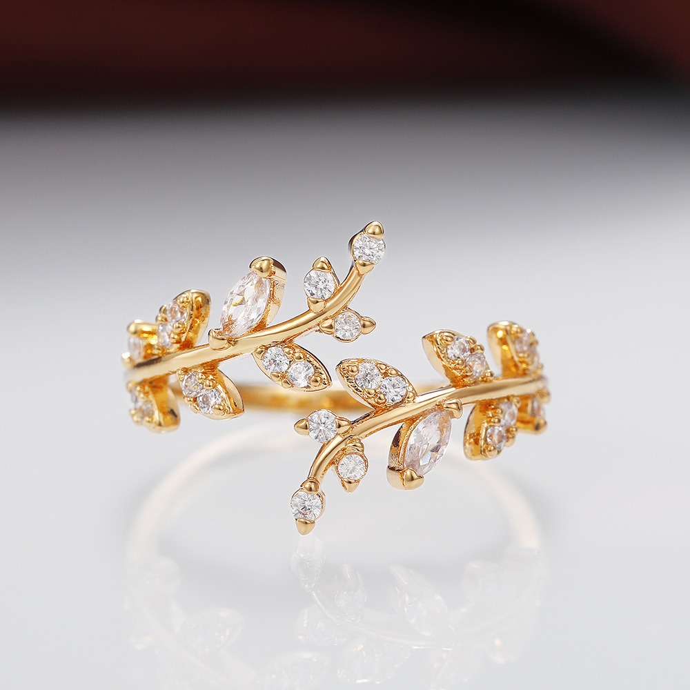 Vine Starburst 18K Gold Diamond Open Ring｜Natural Texture for Finger Elegance（Free shipping on orders of two or more items）