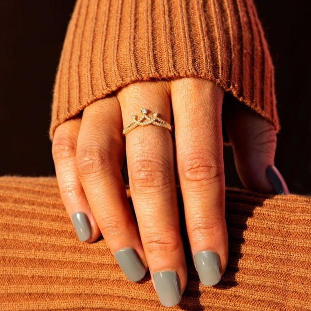 Crown Starburst Sterling Silver Diamond Open Ring（Free shipping on orders of two or more items）