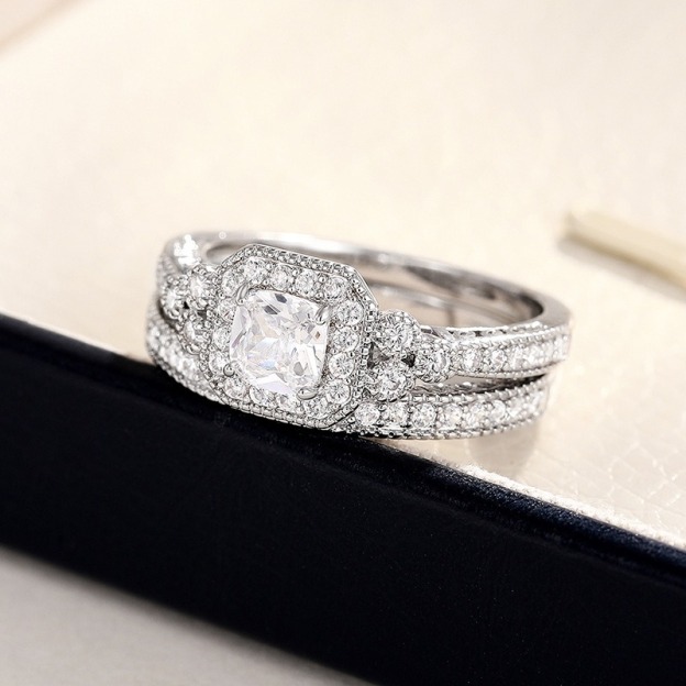 Luxe Diamond Duo Three-Tone Paved Ring Set