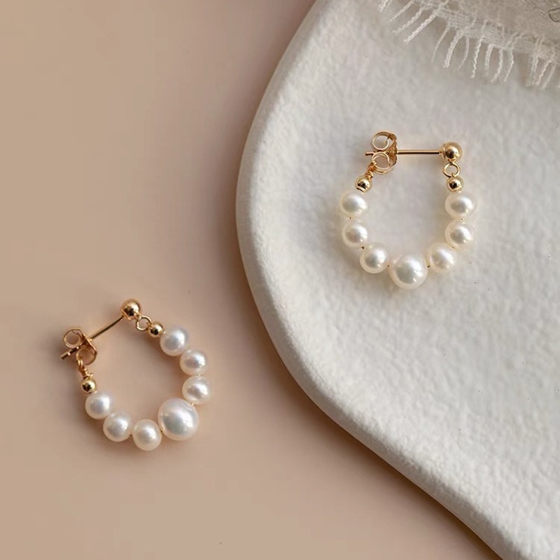 Gilded Elegance Pearl Square Stud Earrings｜Vintage Grace for Your Ears（2PSC）