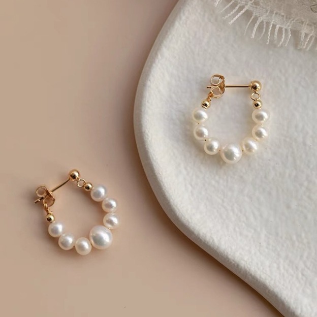 Gilded Elegance Pearl Square Stud Earrings｜Vintage Grace for Your Ears（2PSC）