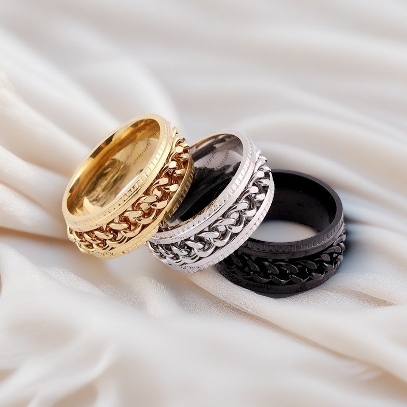 Spin Chain Calm Rotatable Anxiety Relief Ring Fingertip Healing with Subtle Sophistication