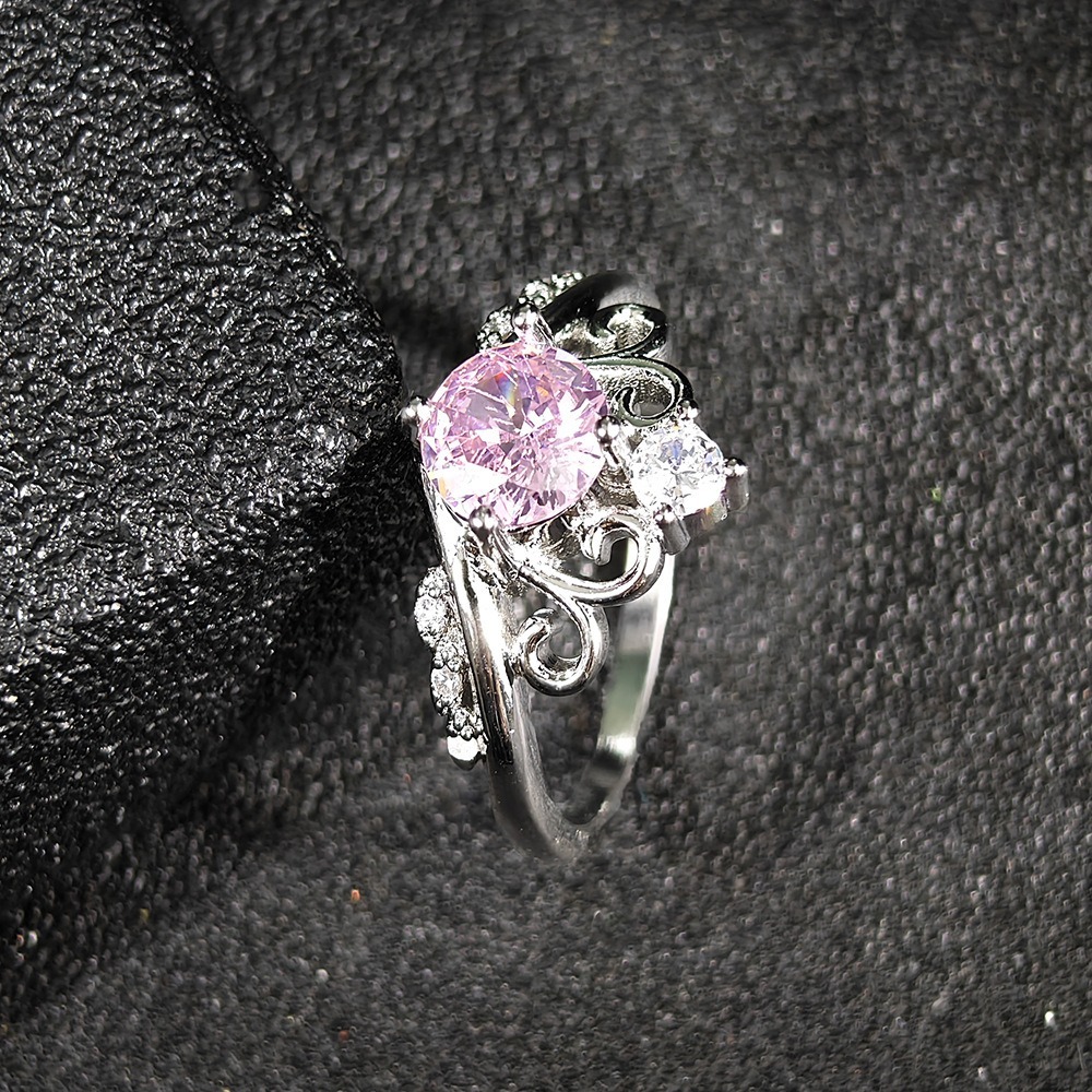 Pink Diamond Coronation S925 Sterling Silver Crown Ring