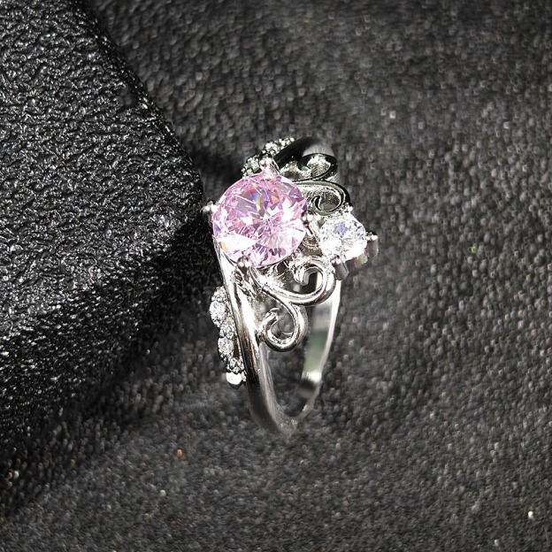 Pink Diamond Coronation S925 Sterling Silver Crown Ring