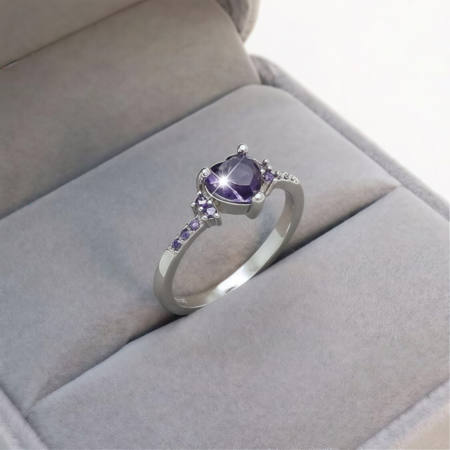 Heart of Color S925 Sterling Silver Heart Gemstone Ring